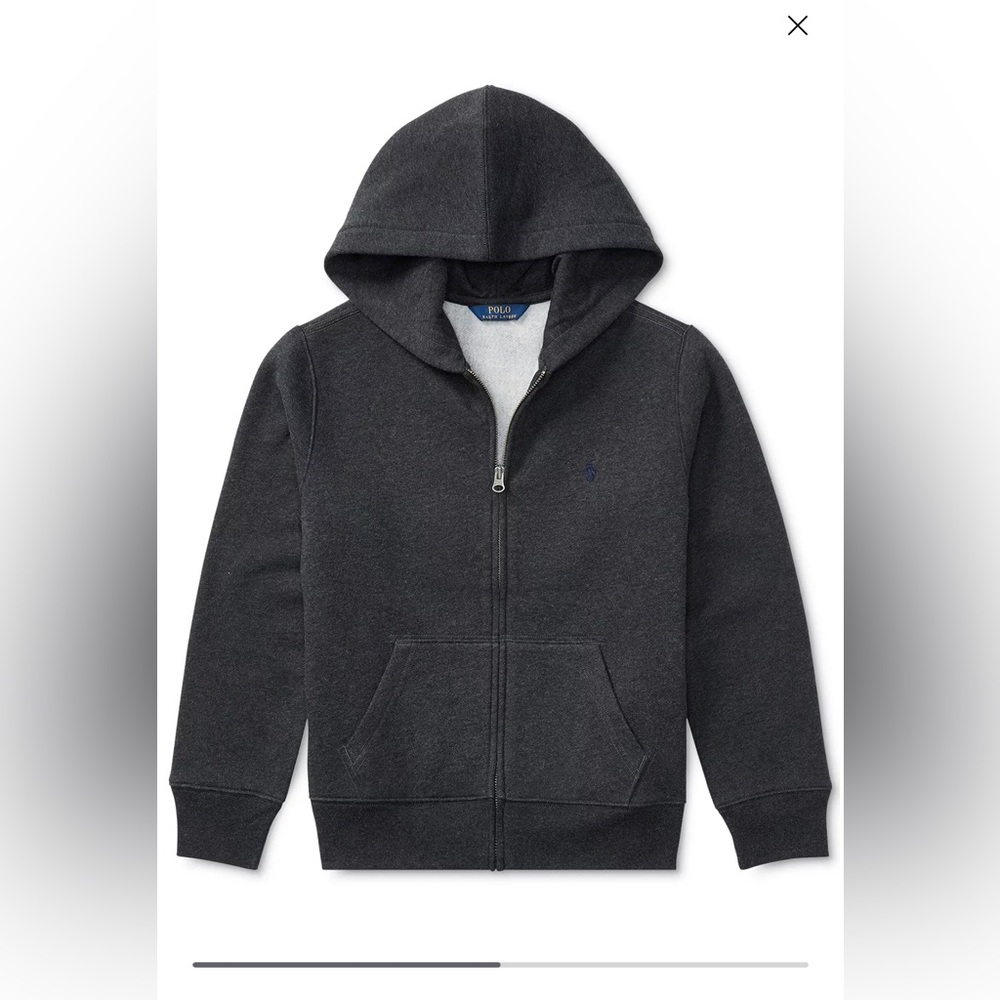 Polo Ralph Lauren Big Boys Long Sleeve Full Zip Hoodie Avery Heather Size L